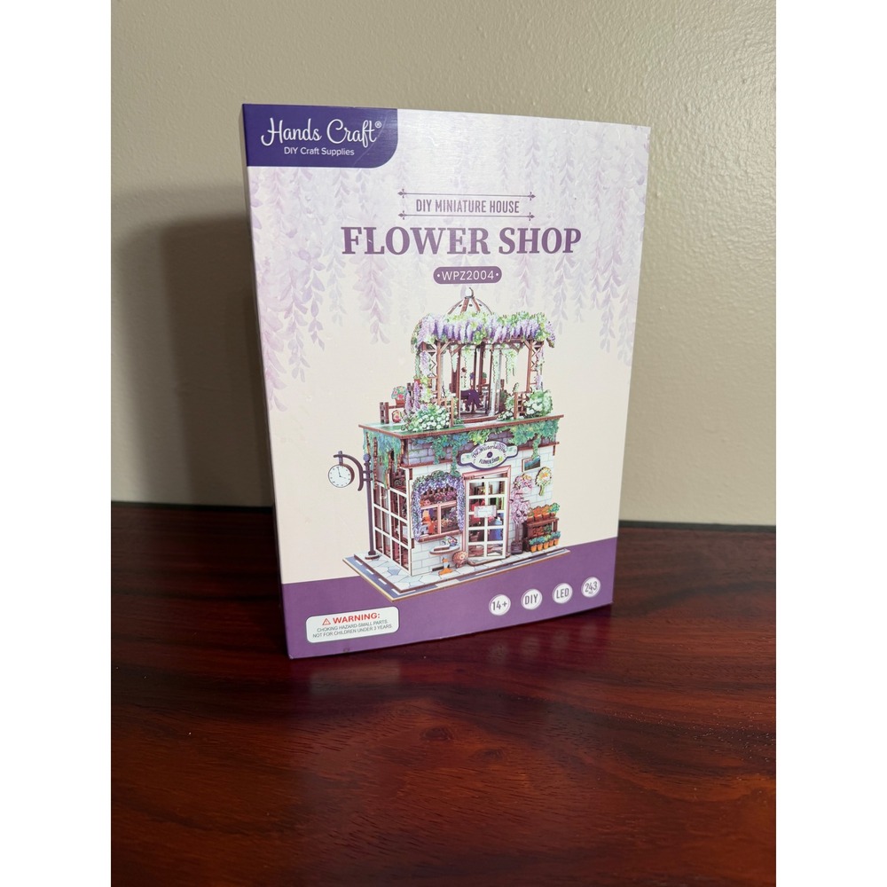 Hands Craft DIY Miniature House Flower Shop LED Kit WPZ2004 243 Pcs Wood Paper